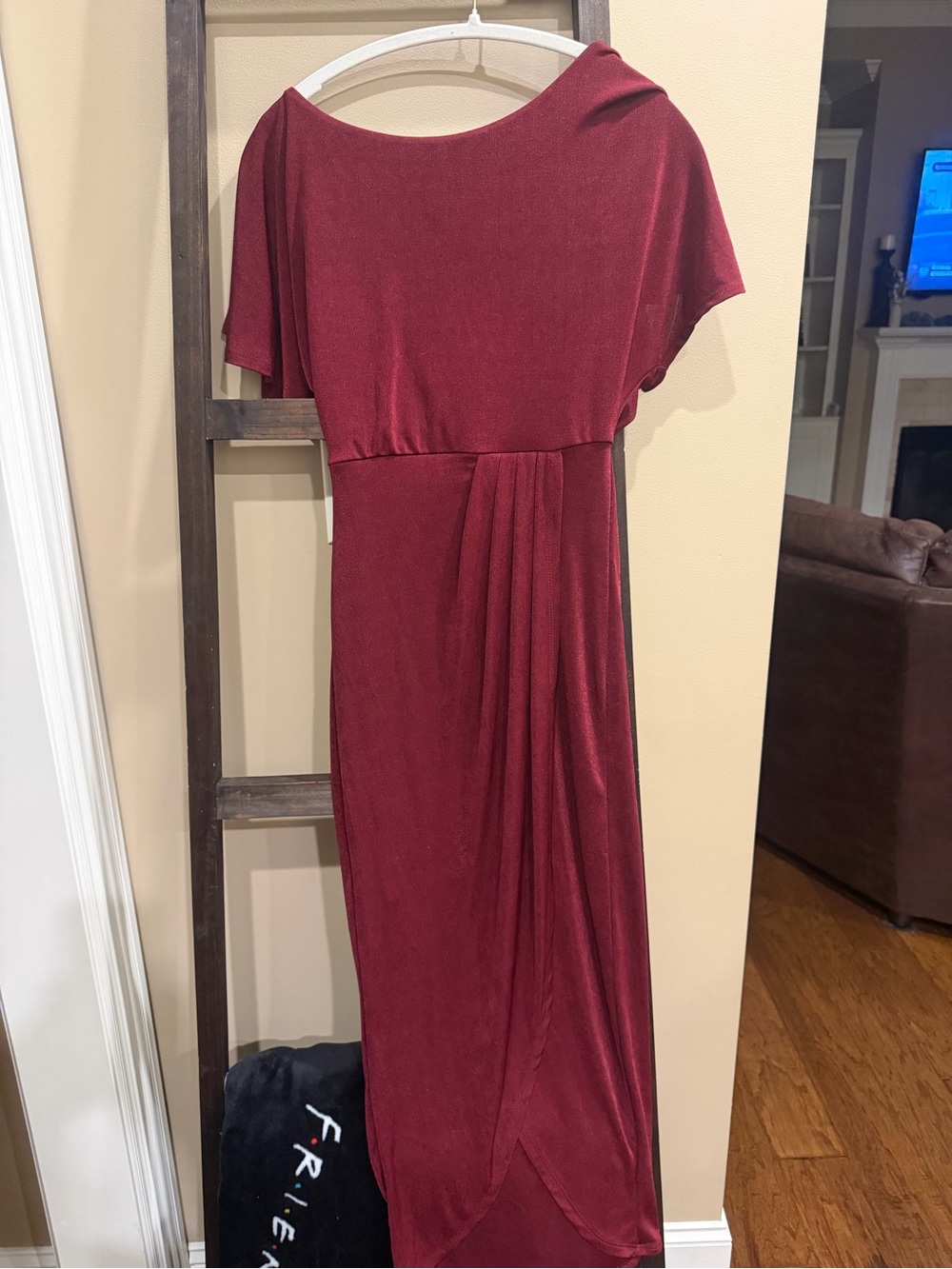 Gilli Burgundy Draped Maxi Dress